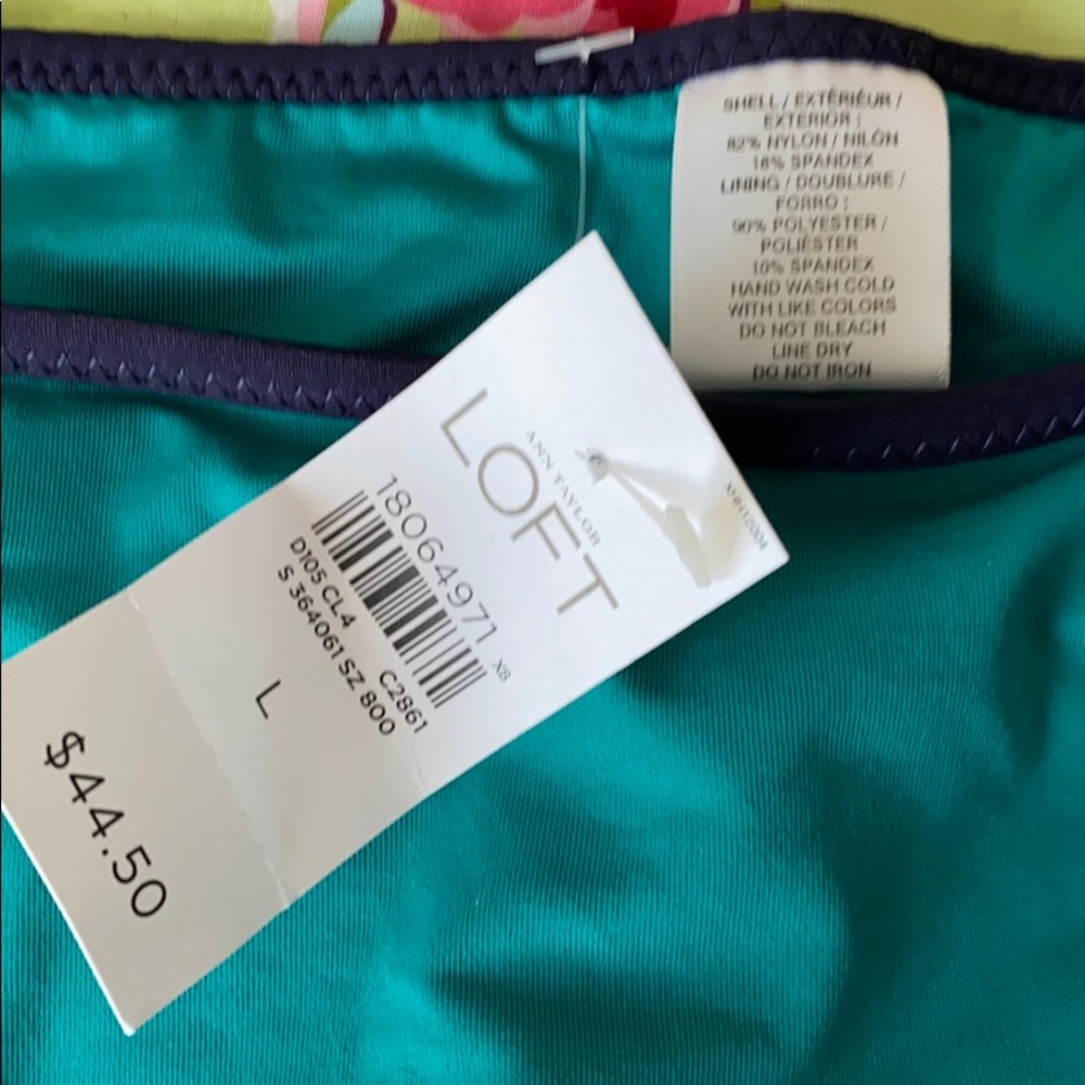 Loft Beach NWT Teal/green navy bikini bottom